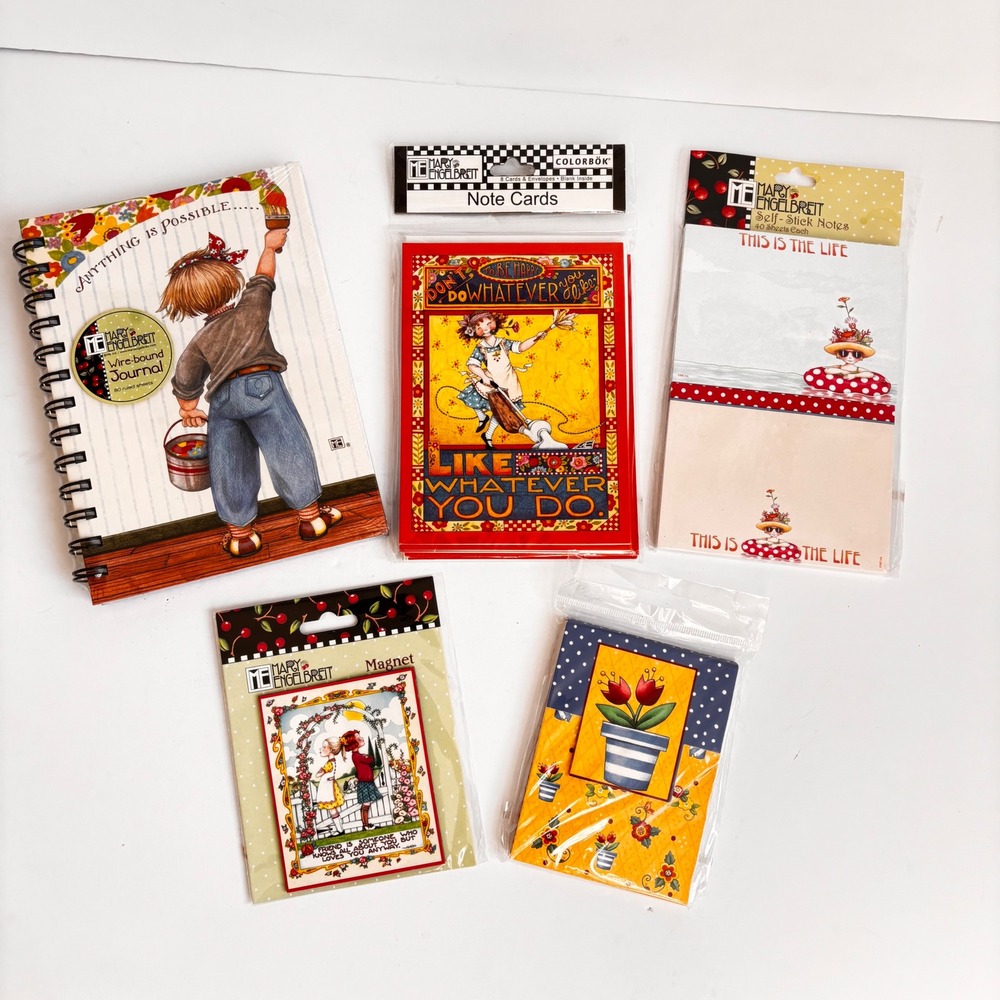 Mary Engelbreit Stationery Lot Journal Note Cards Sticky Notes Magnet New NIP